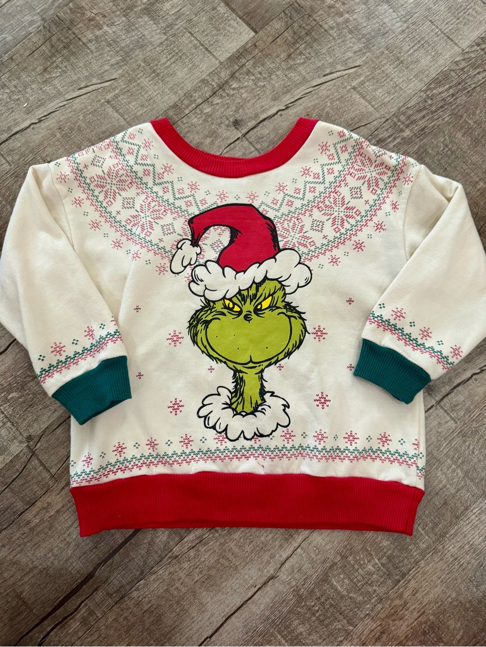 Dr. Seuss The Grinch Fair Isle Sweatshirt‎ Toddler 4T Christmas Holiday Sweater